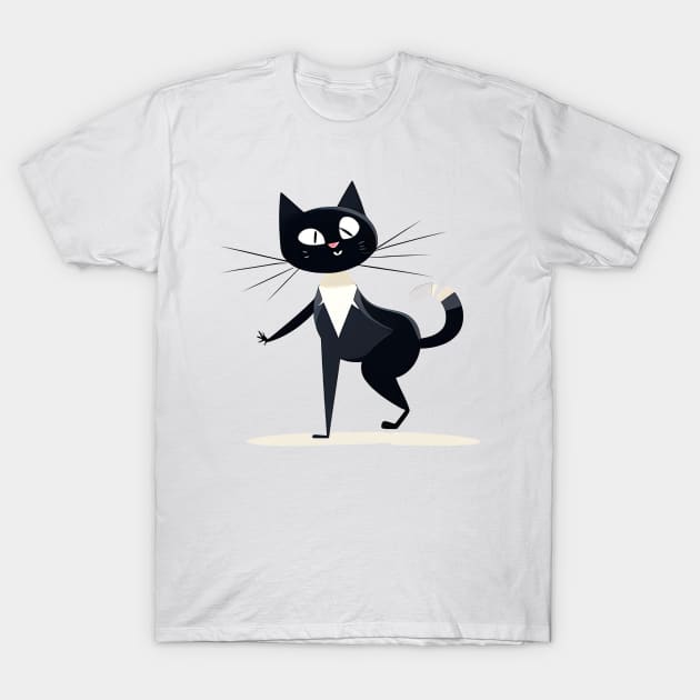 Funny Dancing Black Cat T-Shirt by Nenok